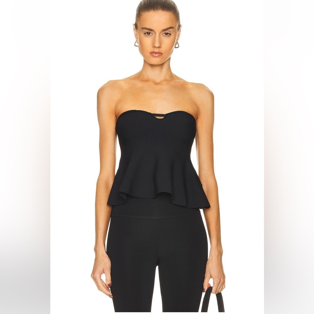 Stella McCartney Compact Knit Strapless Minimalist Bustier Top in Black Size XS - Picture 2 of 11